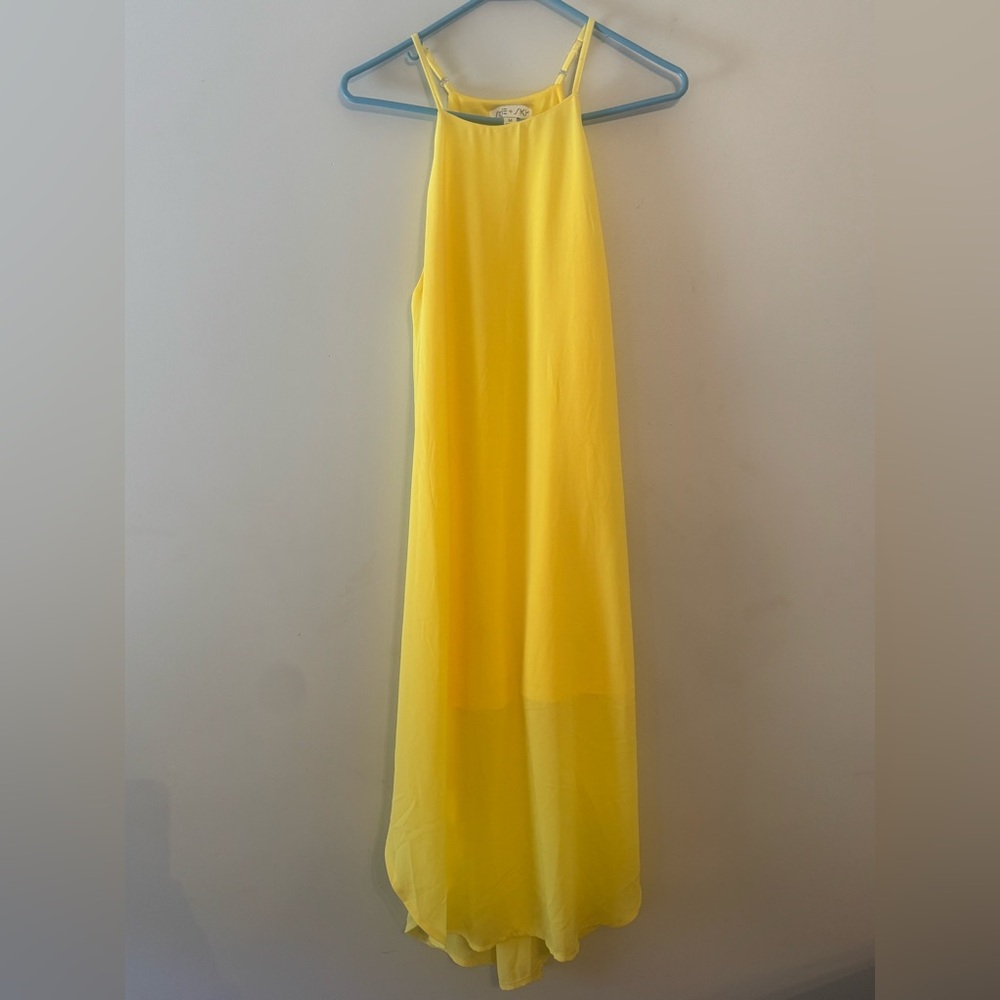 She + Sky Yellow Halter Neck Layered Chiffon Maxi Dress M